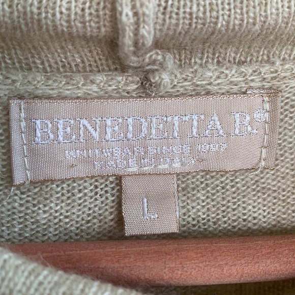 Benedetta B. Cashmere Cream Striped Turtleneck Made in Italy Sweater sz L - Picture 4 of 6